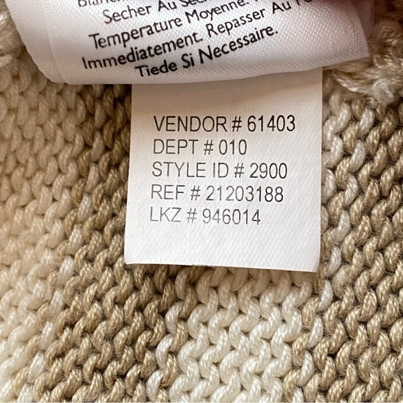 Eddie Bauer Knit Cream and Tan Striped Cotton Sweater Size Large - Picture 10 of 11